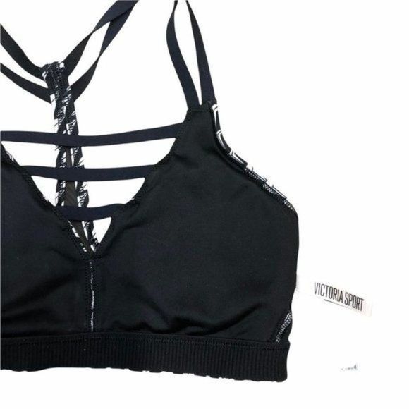 Victoria Secret Sport | Black & White Geometric Print Strappy Sports Bra | XS - Picture 5 of 8